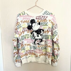 Disney Mickey Mouse All Over Print Graphic Sweatshirt Size M